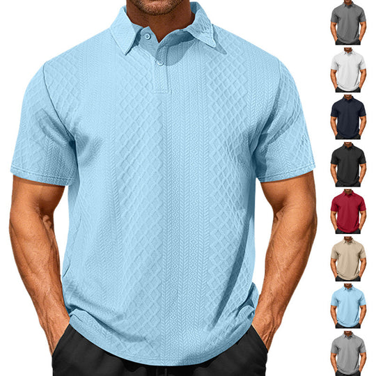 Herren nan texturiertes Jacquard-Poloshirt kurzärmelig schmaler Schnitt mit Polokragen EB