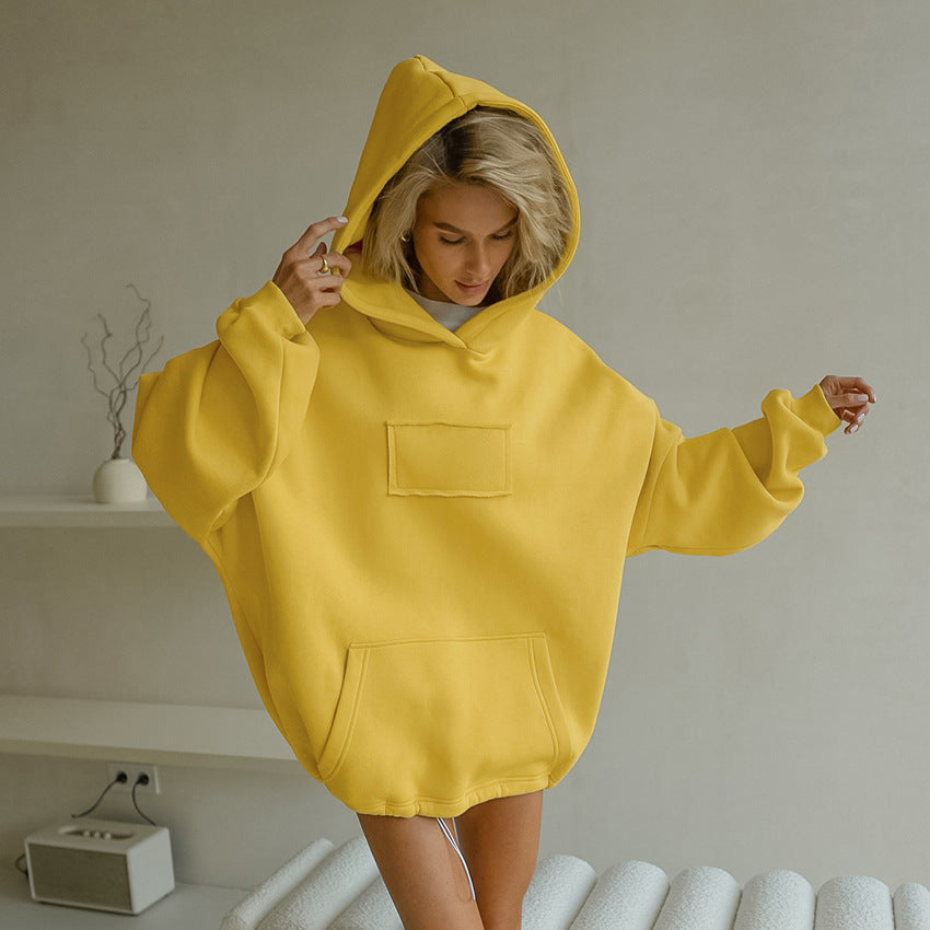 Damen Oversized Hoodie mit Kängurutasche und Kapuze EB