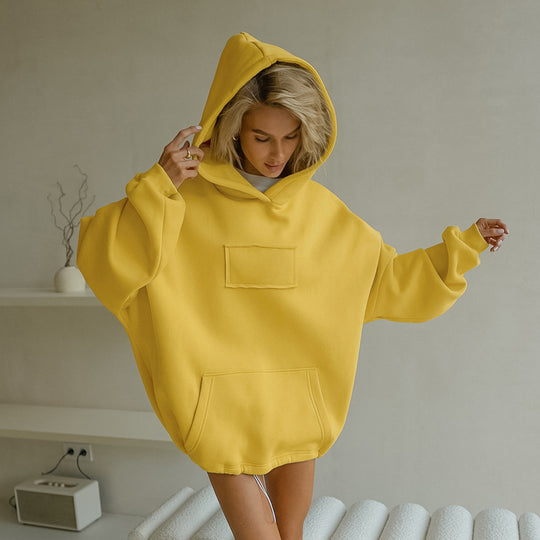 Damen Oversized Hoodie mit Kängurutasche und Kapuze EB