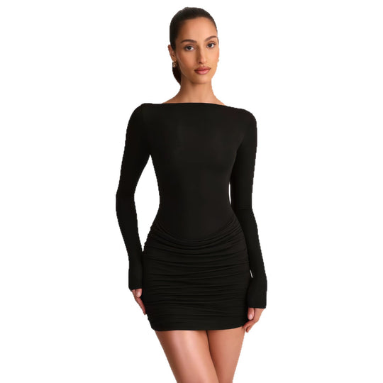 Damen Figurumspielendes Minikleid mit schulterfreiem Design und eleganter Drapierung EB