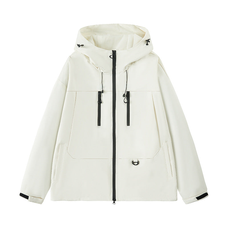 Herren wasserabweisende Outdoor-Jacke mit verstellbarer Kapuze und multifunktionalen Taschen EB