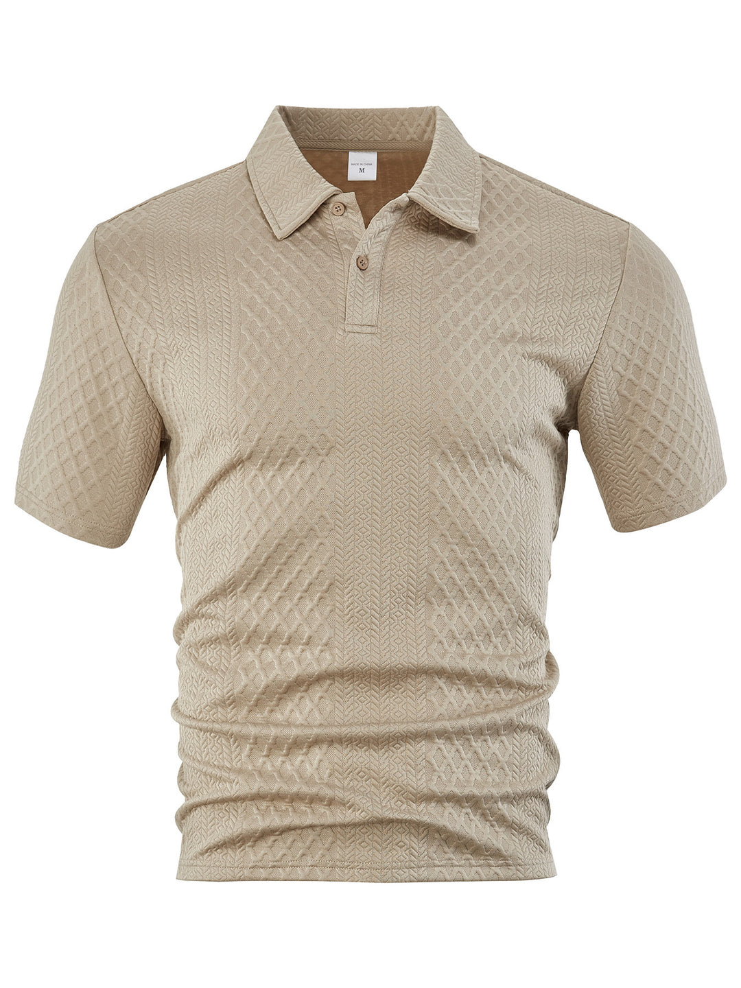 Herren nan texturiertes Jacquard-Poloshirt kurzärmelig schmaler Schnitt mit Polokragen EB