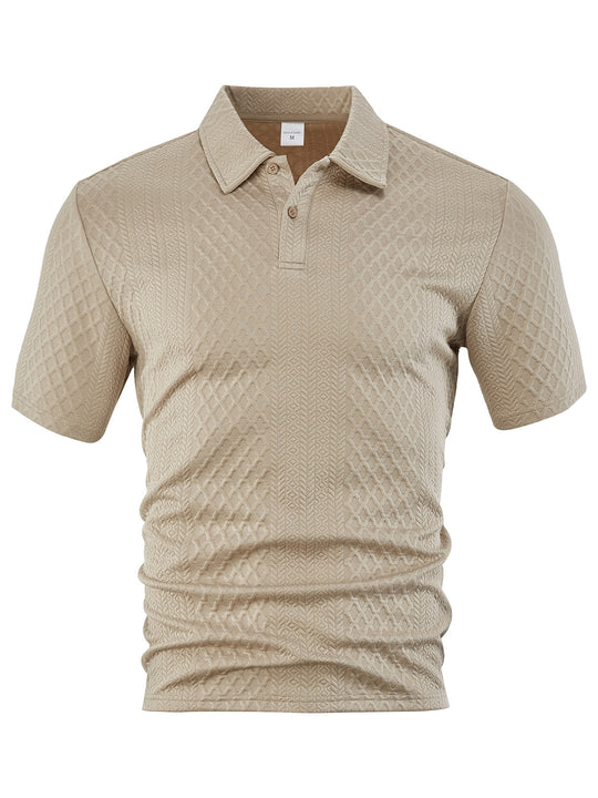 Herren nan texturiertes Jacquard-Poloshirt kurzärmelig schmaler Schnitt mit Polokragen EB
