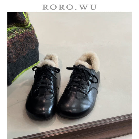 Damen gemütliche Schnürschuhe mit warmem Fleece-Futter EB