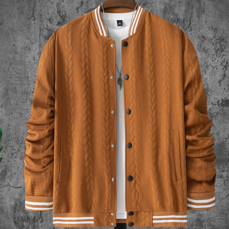 Herren stylische Bomberjacke mit strukturiertem Strickmuster und sportlichen Akzenten EB
