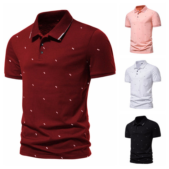 Herren Polohemd mit modischem Druck und hochwertigem Baumwollmaterial EB