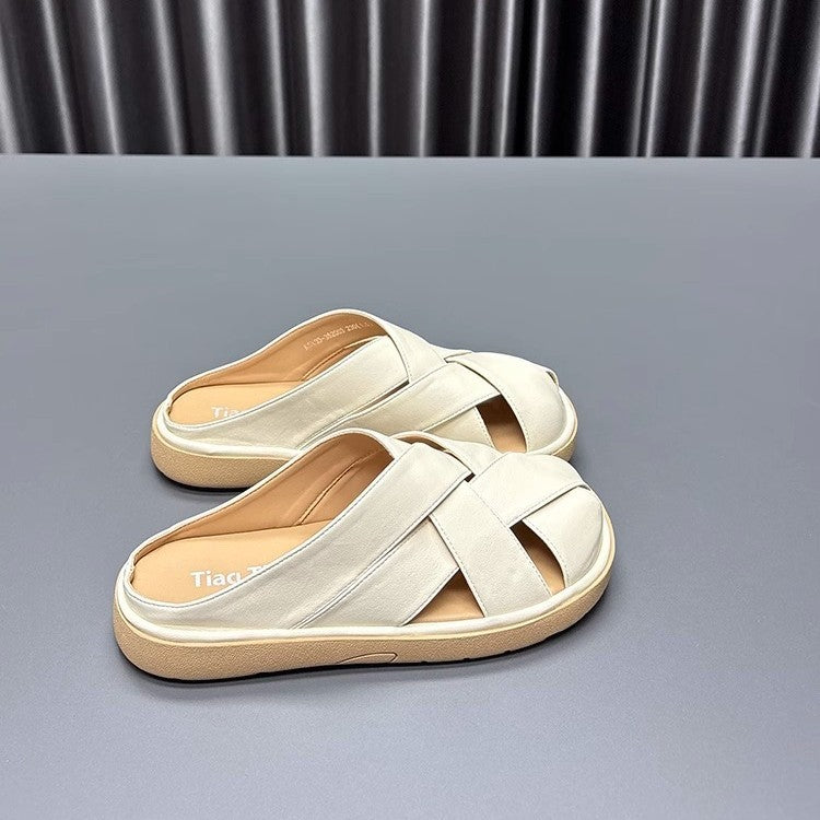 Damen bequeme Slipper mit elegantem Kreuzdesign und rutschfester Sohle EB