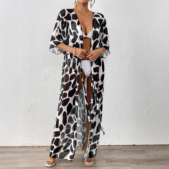 Damen modischer Strandkaftan mit seitlichem Kordelzug EB