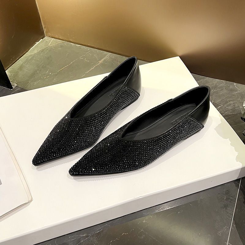 Damen elegante spitze Ballerinas mit glitzerndem Strassdesign EB