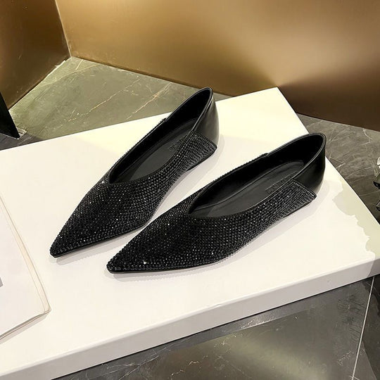Damen elegante spitze Ballerinas mit glitzerndem Strassdesign EB