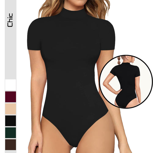 Damen Body mit kurzem Ärmel und hohem Kragen EB