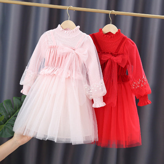 Mädchen festliches Tüllkleid mit Spitzen-Details EB