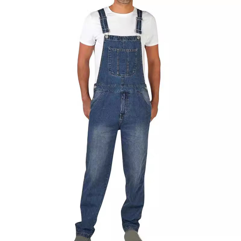 Herren Jeanslatzhose im urbanen Vintage-Stil mit praktischen Taschen EB