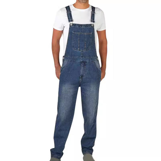 Herren Jeanslatzhose im urbanen Vintage-Stil mit praktischen Taschen EB