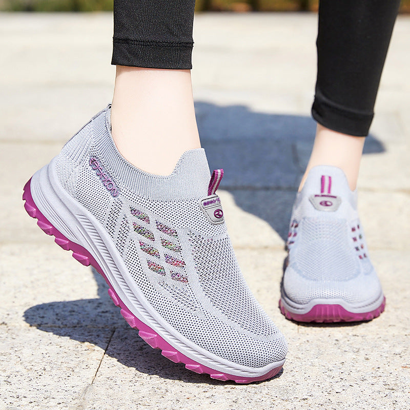 Damen Atmungsaktive Sneakers mit rutschfester Sohle und elastischem Einschlupf EB