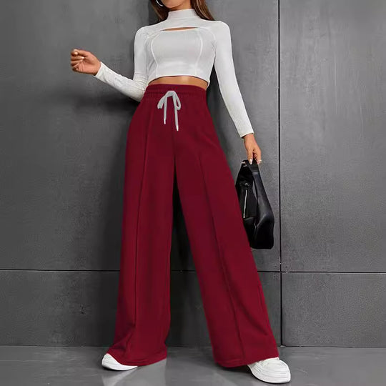 Damen weite Freizeit-Hose mit elastischem Bund und seitlichen Taschen EB