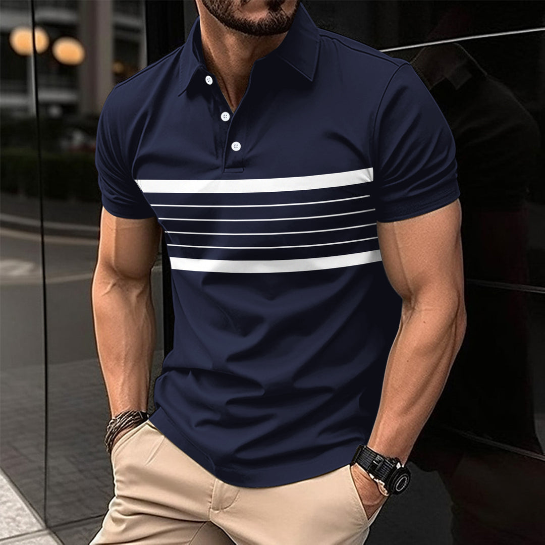 Herren Polohemd mit sportlichem Streifenmuster und klassischem Kragen EB