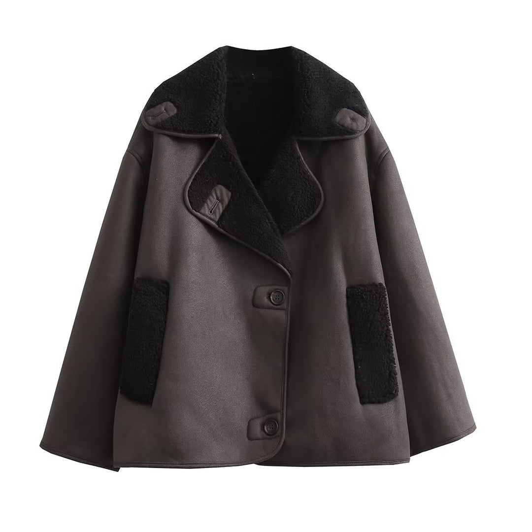 Damen Oversized-Baumwolljacke mit gefüttertem Kragen EB