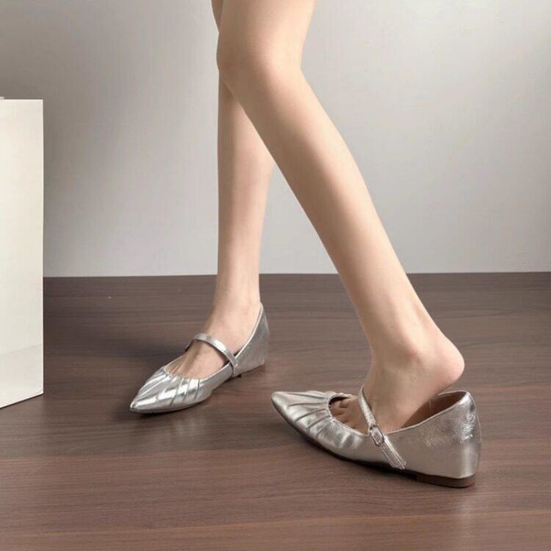 Damen elegante Slingback Ballerinas mit feinem Riemen EB