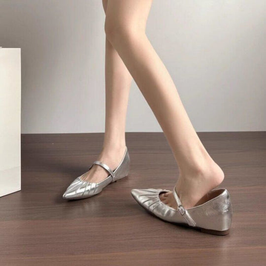 Damen elegante Slingback Ballerinas mit feinem Riemen EB