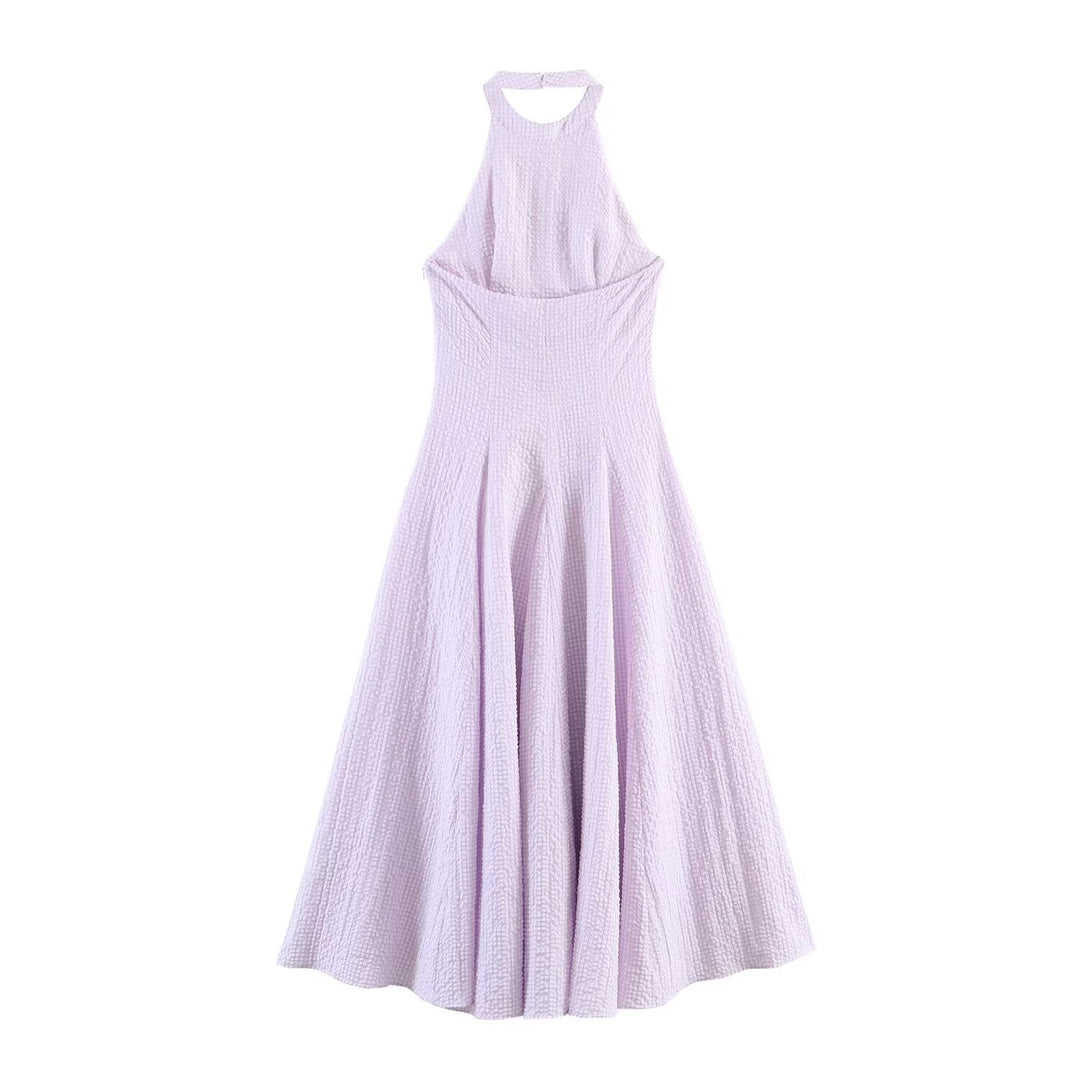 Damen Abendkleid mit hohem Kragen und fließendem Rock EB