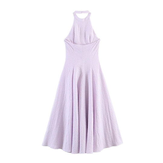 Damen Abendkleid mit hohem Kragen und fließendem Rock EB