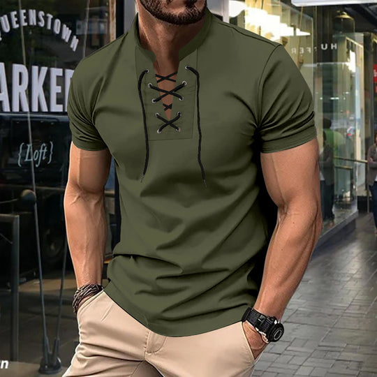 Herren lässiges Poloshirt mit Schnürung EB