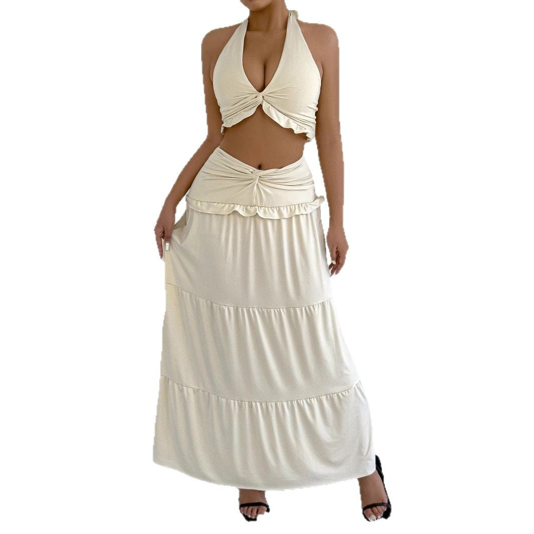 Damen Maxi-Rock mit croptop Design und Rüschendetails EB