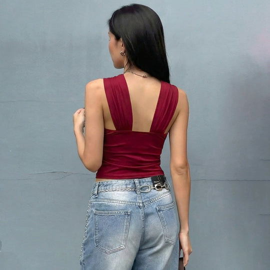 Damen Elegantes Crop-Top mit innovativem Halterdesign EB