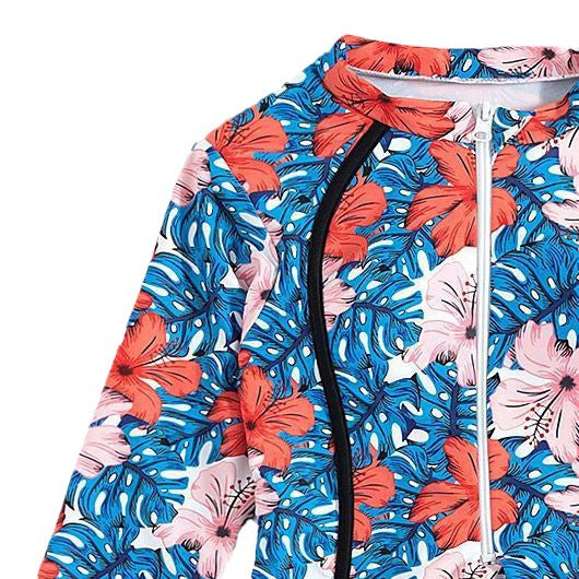 Damen Langärmliger Schwimmanzug mit floralem Muster EB