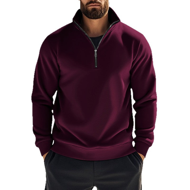 Herren nan komfortables Halbzip-Sweatshirt mit Stehkragen, leicht angerauter Innenseite und geripptem Saum EB