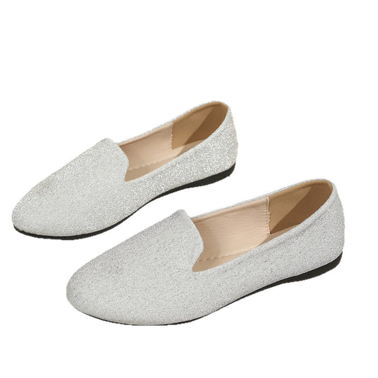 Damen Glitzernde Ballerinas mit elegantem V-Ausschnitt EB