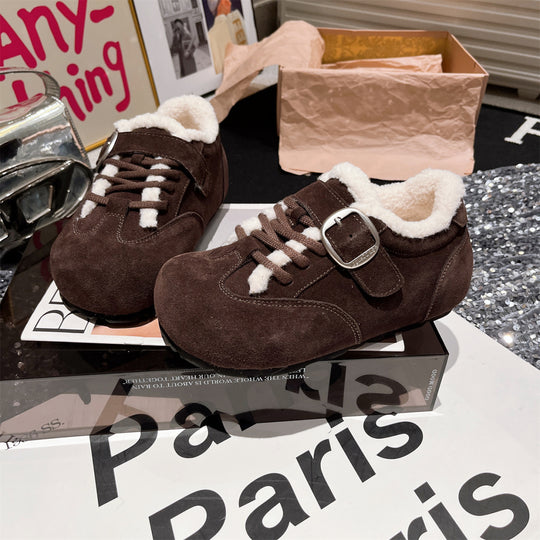 Damen bequeme Clogs mit warmem Fleece-Futter und eleganter Schnalle EB