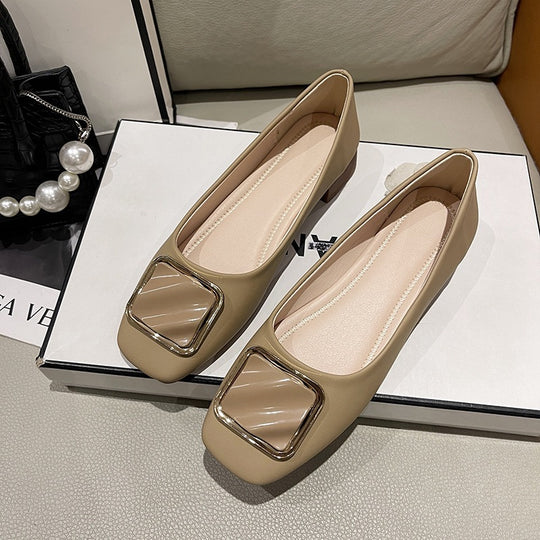 Damen elegante Ballerinas mit modischem Quadrat-Detail EB