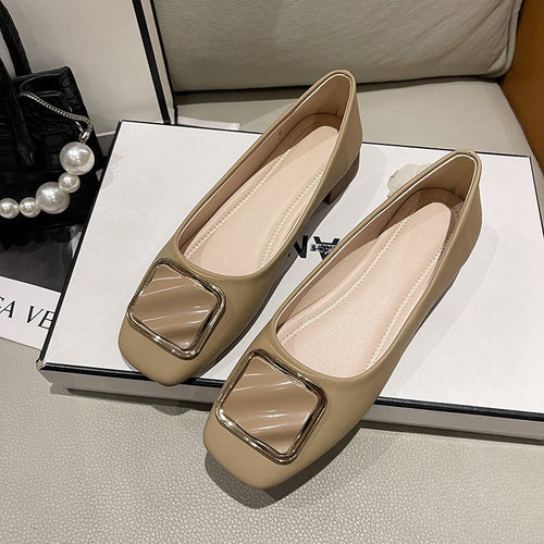 Damen elegante Ballerinas mit modischem Quadrat-Detail EB