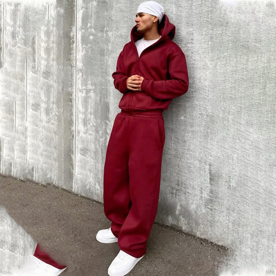 Herren nan Oversize Zip-Hoodie und Relaxed Sweatpants Set EB