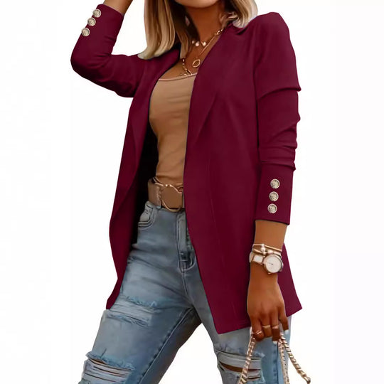 Damen Eleganter Blazer mit glamourösen Knöpfen und taillierter Passform EB
