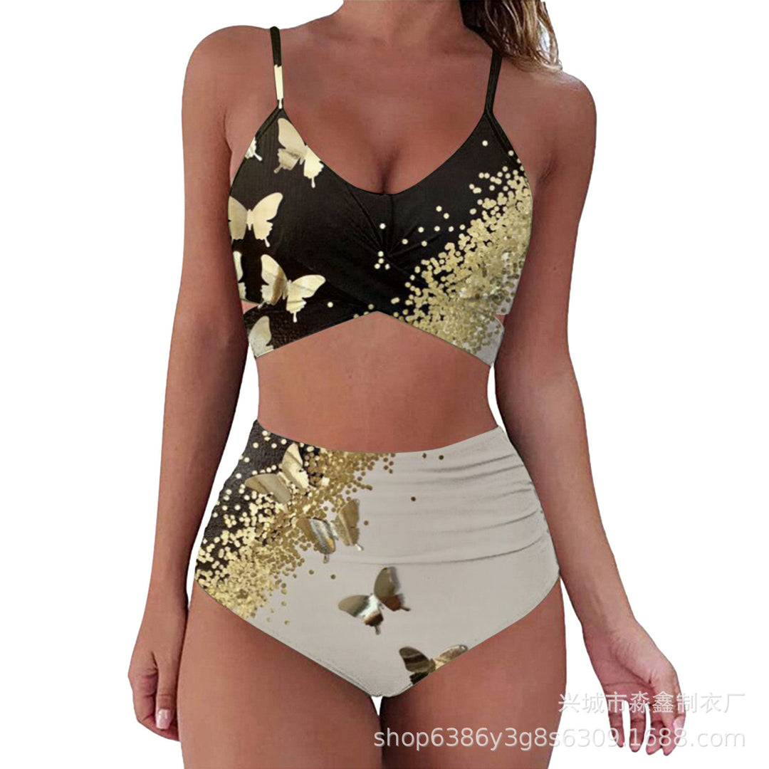 Damen Crop-Top Bikini-Set mit geflochtenem Design EB