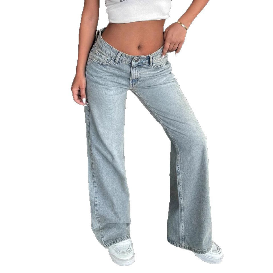 Damen Weit geschnittene Jeans im Vintage-Stil mit hohem Bund EB