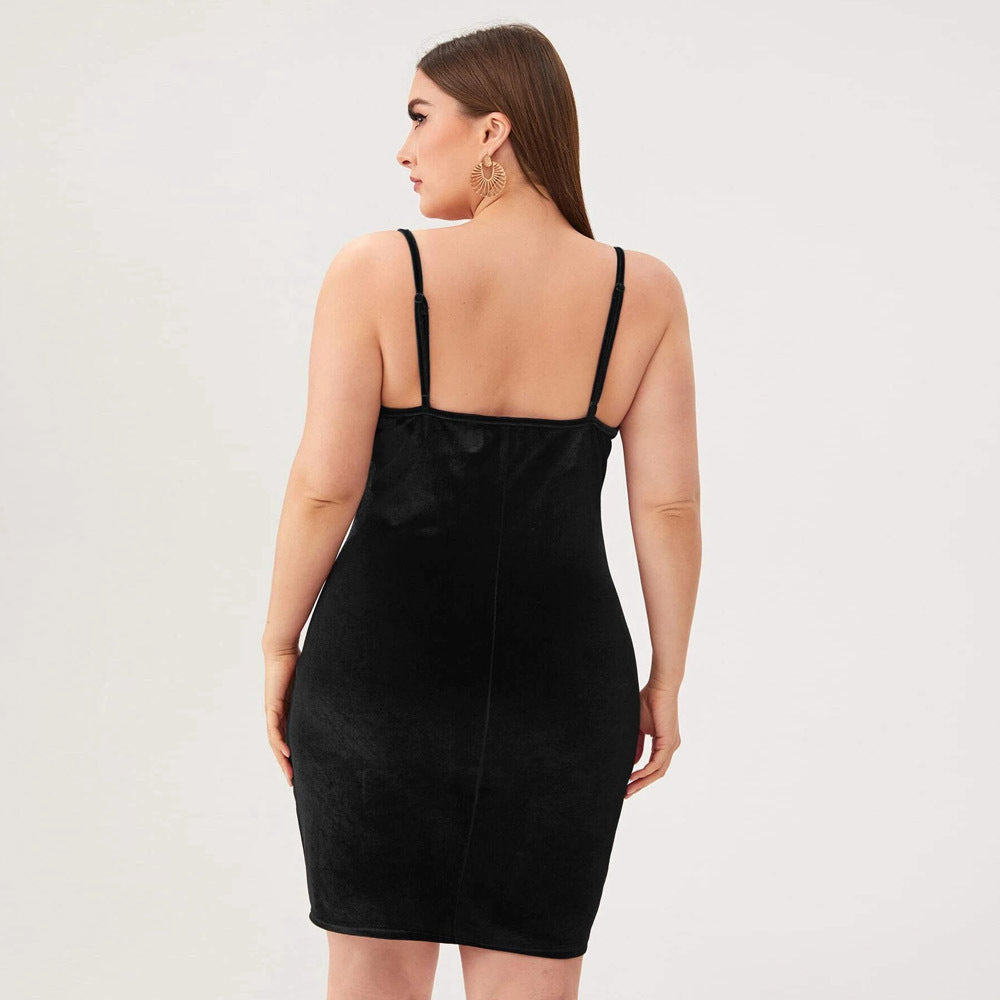 Damen elegantes, figurbetontes Partykleid aus Samt EB