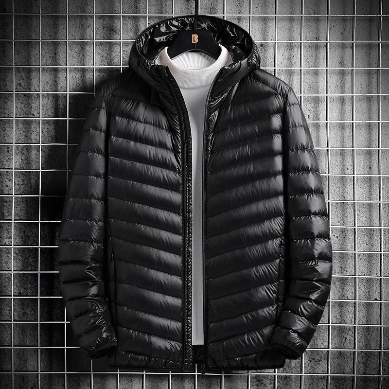 Herren nan ultraleichte Steppjacke mit Kapuze, winddichter Außenhülle und packbarem Thermofutter EB