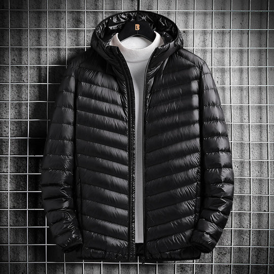 Herren nan ultraleichte Steppjacke mit Kapuze, winddichter Außenhülle und packbarem Thermofutter EB