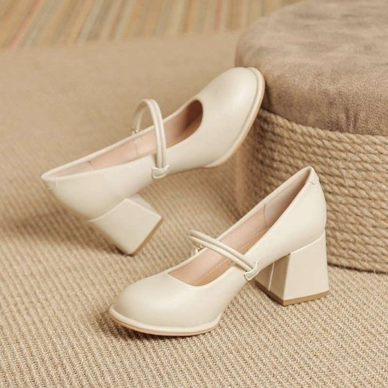 Damen Modische Mary-Jane High Heels mit eleganter Perlen-Details EB