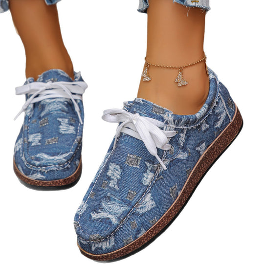 Damen Freizeitschuh mit stylishem Denim-Obermaterial und komfortabler Schnürung EB