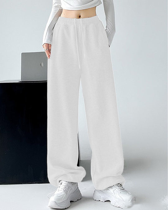 Damen nan extraweite Palazzo-Sweathose mit hohem Komfortbund, seitlichen Eingrifftaschen, Schlitz am Saum und Kordelzug EB