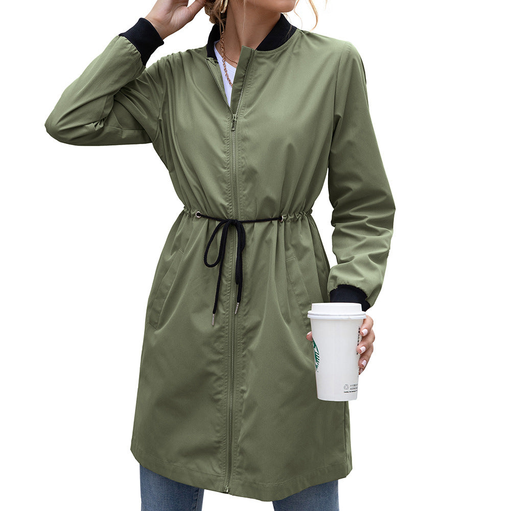 Damen funktionale Übergangsjacke mit Taillenzug und praktischen Taschen EB
