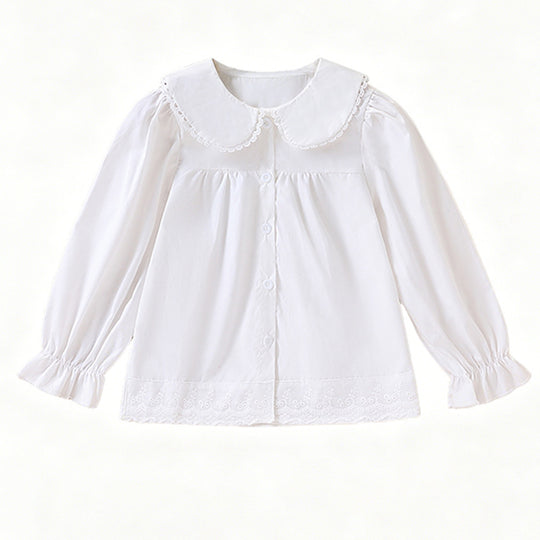 Mädchen elegante Bluse mit rüschenbesetztem Kragen EB