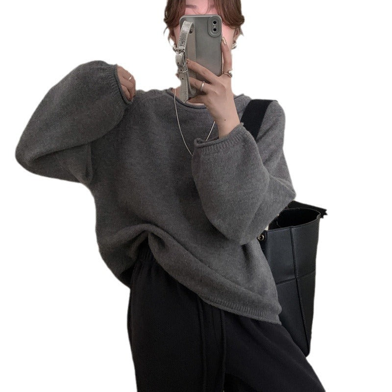 Damen Lässiger Pullover mit voluminösen Ärmeln und weichem Material EB