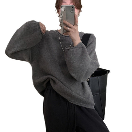 Damen Lässiger Pullover mit voluminösen Ärmeln und weichem Material EB
