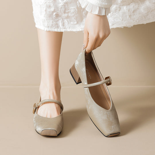 Damen elegante Ballerinas mit modischem Schnallenverschluss EB
